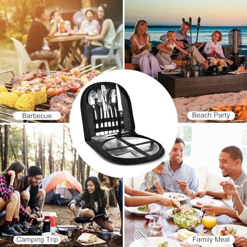 penobon Camping Cutlery Set for 2 Person, 10pcs Stainless Steel Portable Picnic Utensils Set for Camping, Picnic, Outdoor Hiking, Road Trips — view 6