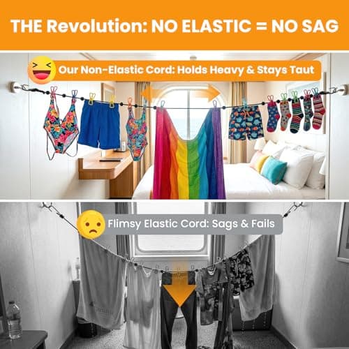 No Sag Magnetic Clothesline with 120lb Strong Magnets for Cruise Ship Cabin — view 3