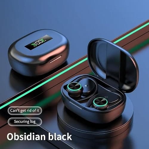 Noise Cancelling Headphones Wireless LED Display Black (White) — view 2
