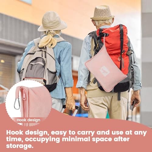 Eyoulife Travel Blanket 127×165cm Soft & Warm Airplane Blanket with Luggage Sleeve & Backpack Clip, Portable Travel Pillow for Airline Business Trip and Office (Pink) — view 5