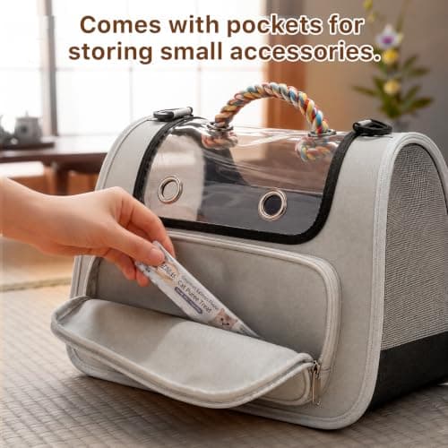 Wolliran Foldable Pet Carrier, Soft-Sided Cat & Dog Travel Bag, Grey — view 5
