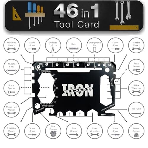 Multi Tool Card Size Gadget Wallet Set | 46 in 1 Mulit Function Pocket kit | Outdoor Camping Multitool | Accessories | Stainless Steel | Perfect for Men, Presents, Christmas Gifts — view 3