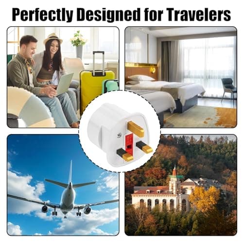 Europe to Uk Plug Adaptor 6 Pack Plug Travel Adapter 2 Pin to 3 Pin — view 6