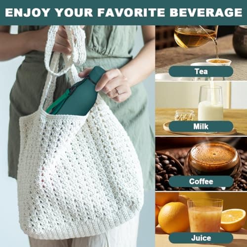 flintronic 550ml Water Bottles with Strap,Double Wall Vacuum Insulated Water Bottles Keeps Drinks Cold 24 Hrs/Hot 12 Hrs|Leak Proof|BPA Free,Stainless Steel Water Bottles for Gym,Hiking-Forest Green — view 4