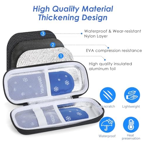 YOUSHARES Insulin Cooler Travel Case - Medicine Cool Bag Travel with 2 Ice Packs for GLP-1 Pens, Insulin Case for Mounjaro/Wegovy, Diabetic Supplies(Black) — view 4