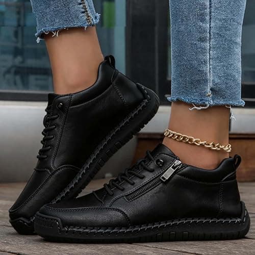 Orthopedic Trainers for Women Trainers with Side Zip Outdoor Casual Driving and Walking Shoes Comfy Shoes for Women and Mens Loafers Outdoor Non Slip Hiking Sneakers (Black, 9) — view 4