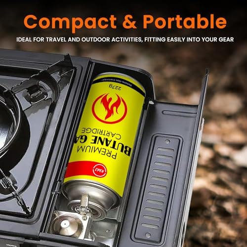KMJ 8 Pack Butane Gas Canister– Premium Gas Canister for Camping Stove- Adjustable Camping Gas Canisters- Weed Burner Butane Gas - Camping Gas Canister for Cooking, BBQ etc (8 Pack) — view 4