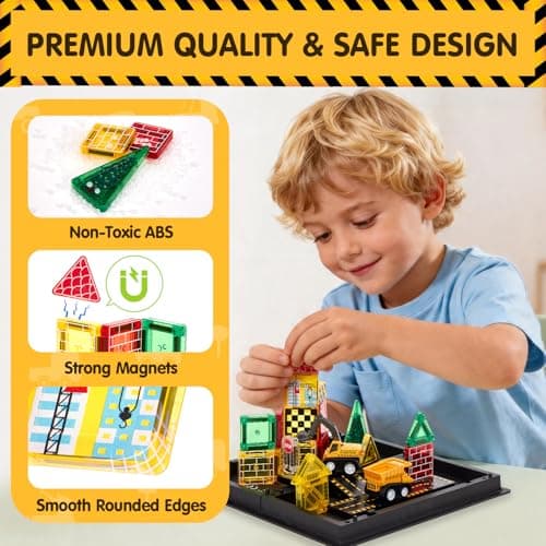hahaland Mini Magnetic Tiles Set Road Magnetic Building Blocks with Case — view 5