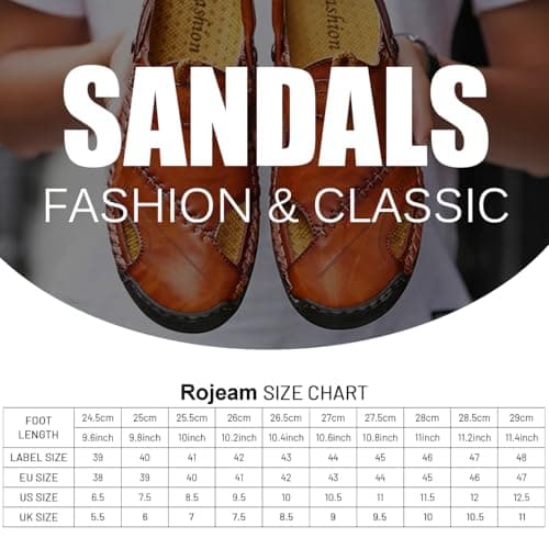 Rojeam Mens Casual Synthetic Leather Sandals Closed Toe Beach Slippers Flat Shoes Summer Sandals for Hiking Trekking, Black, 8.5 UK — view 6