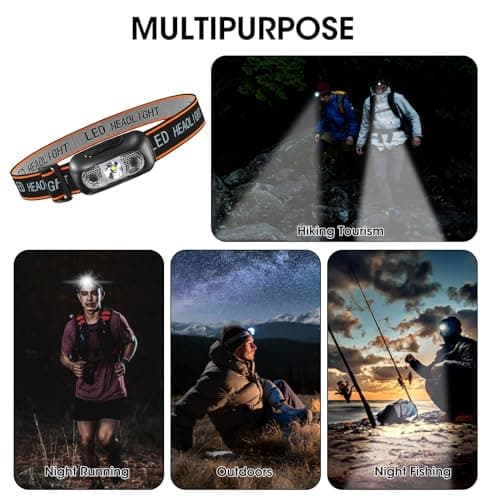 Fadbuds 2 Pack Head Torch Rechargeable, LED Headlamp Waterproof Lightweight — view 6