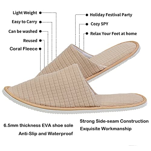 JK Home 4 Pairs Unisex Guest Slippers for Spa Hotel Travel Indoor House — view 6