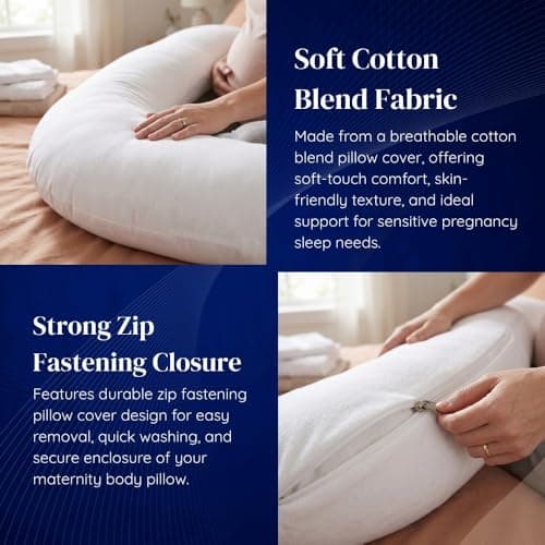 Lancashire Textiles Pregnancy Pillow Case 150x35cm, U Shaped Sky Blue Cover — view 4