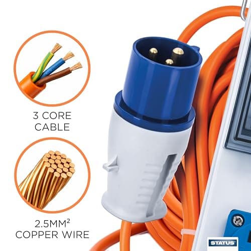 Status 5-in-1 15M Main Unit, 3 Sockets, USB-A & USB-C Ports, 25A RCD, 16A Circuit Breaker, IP44 Weatherproof – Ideal for Camping, Caravans, Motorhomes & Construction Sites (15M16APSU1PK3) — view 5
