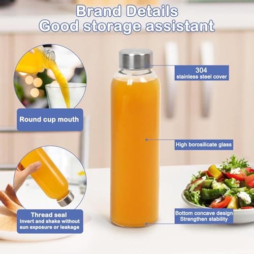 6 Pack 300ml Reusable Glass Water Bottle - Leak-Proof, Heat-Resistant — view 5