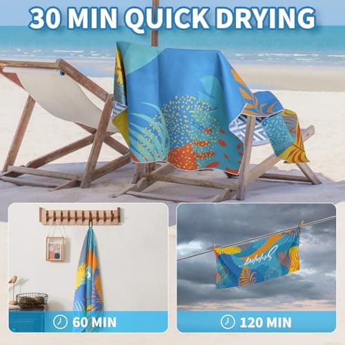 Microfibre Beach Towels for Adults - 200x90cm 2 Pack Extra Large Beach Towels in Gift Boxed, 250 GSM, Sand Free, Lightweight & Quick Dry Beach Towel for Swim, Travel and Gym(Word & Pineapple) — view 6