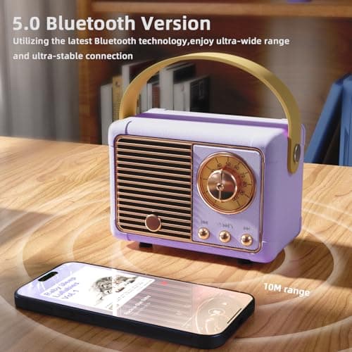 Retro Bluetooth Speaker,Teenage Girl Gifts Small Wireless Speaker Purple — view 3