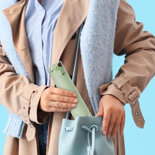 Exllena Small Water Bottle 270ml with Straw – Small Flask with One-Hand Open Design, Leak-Proof Locking Lid, 4-6 Hours Hot/Cold Retention and Portable for Coffee, Milk, or Any Beverage(Mint) — view 5