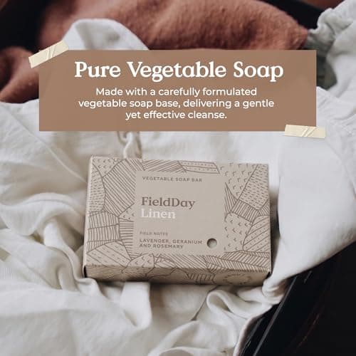 Field Day - Linen Soap Bar 150g - Luxury Vegetable Soap - Vegan & Cruelty Free - Lavender, Geranium & Rosemary Fragrance - Long Lasting & Moisturising Triple Milled Formula - Elegant Bathroom Gift — view 3