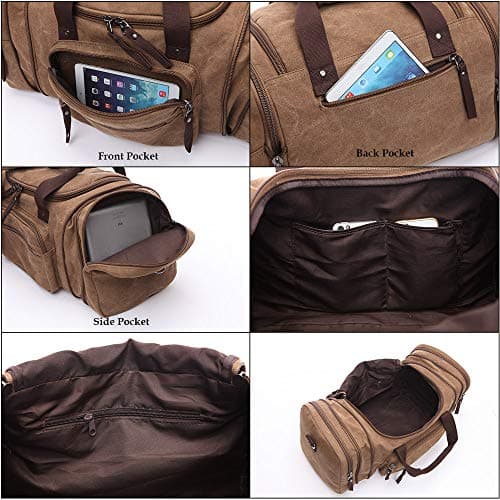 Duffle Bag, Unisex Canvas Holdall, Large Travel Duffles Travel Carry On Duffle Bags Overnight Weekend Weekender Bag Travel Tote for Men and Women Green — view 5