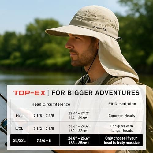 TOP-EX Cooling Sun Hat, UPF 50+, Neck Flap, Light Khaki, XL/XXL — view 4