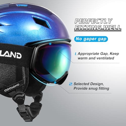Odoland Ski Helmet and Goggles Set, Snowboard Helmet Glasses for Men, Women & Youth - Shockproof/Windproof Gear for Skiing, Snowboarding — view 3