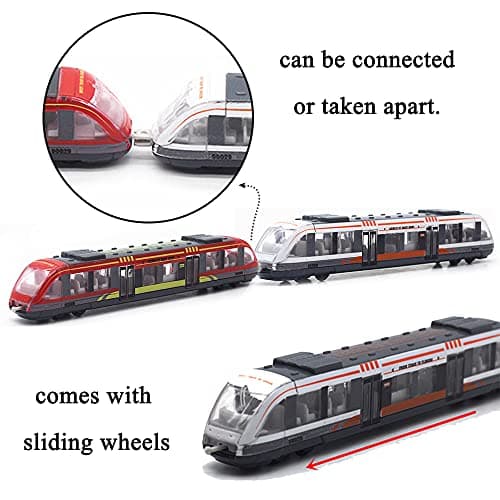 OTONOPI Toy Train Set High Speed Locomotive Engine Die Cast Model Car Sliding Linked Subway Bullet Train Set for Kids Pack of 3 — view 2
