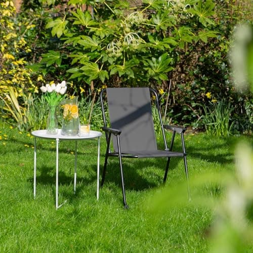 Harbour Housewares Folding Beach Deck Chairs - Black - Pack of 2 - Metal Outdoor Patio Seat Lightweight Portable Deck Chair for Picnic, Garden, Camping, Fishing — view 2
