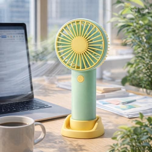 ezkart Mini Handheld Portable Fan, USB Rechargeable Personal Travel Fan – Compact, Lightweight, Quiet Cooling Ideal Holiday & Travel Essential, Outdoor Activities, Office (Electric Blue) — view 2
