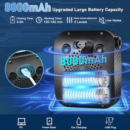 Spopal Advanced 8000mAh Portable Camping Shower for Camping Hiking(black) — view 2