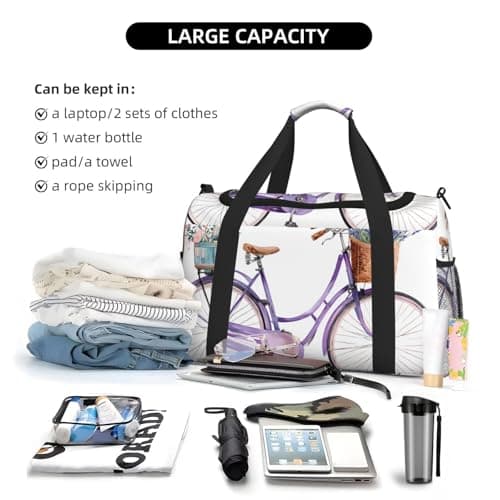 Lavender Bicycles Large Capacity Travel Storage Bag Lightweight Hand Carry Bag Overnight Storage Bag Unisex Travel Bag — view 6