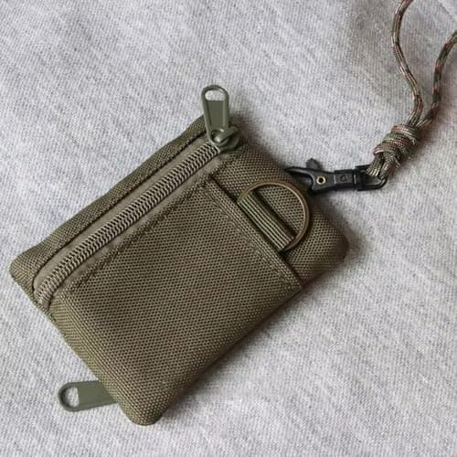Multi Functional Hanging Neck Coin Purse, Mini Wallet Card Holder Zipper Pouch Headphone Bag with Lanyard(Khaki) — view 5