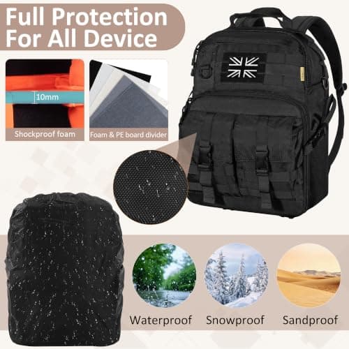 OUUTMEE Tactical Camera Backpack, Camera Rucksack with Waterproof Cover — view 2