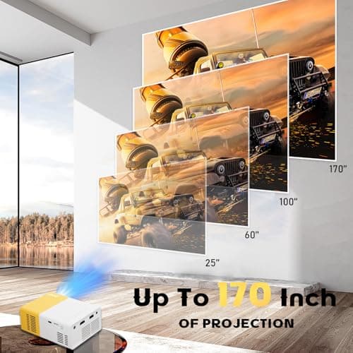 YG300 Portable Mini Projector with HD-IN, Mini Projector for Bedroom and Outdoor, mall Projectors with 320 * 240P Support, Compatible with Smartphones/Laptops/TV Sticks/Speakers (White and Orange) — view 3