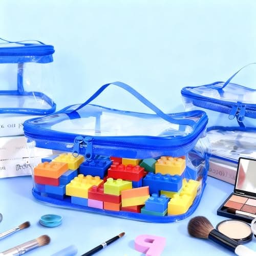 Honosen 3 Pcs Toy Storage Bags, Clear Toy Zipper Organiser Bags with Handle — view 5