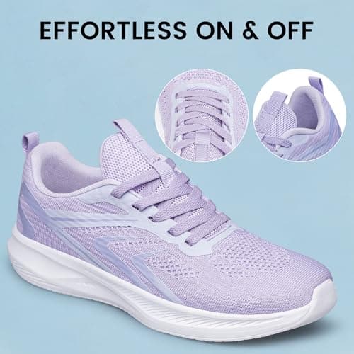 HOIYHEK Wide Fit Trainers for Women Wide Toe Box Shoes Womens Lightweight Breathable Mesh Footwear Running Shoes Non-Slip Comfort Walking for Gym Walking Dark Purple Size 8 — view 3