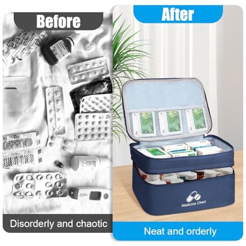 DiULi First Aid Kit Bags 2 Pack, Small & Medium Empty Medication Storage Bag Set, Waterproof Oxford Cloth Medicine Pouch with Dual Zippers, Tear-Resistant for Home Travel Hiking Camping, Navy — view 4