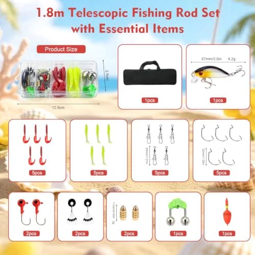 Telescopic Fishing Rod and Spinning Reel Combo,Complete Set for Beginner — view 2
