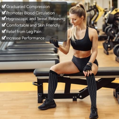 Queenshin Compression Socks Women Flight Knee High Light Support Stockings — view 4