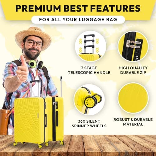 24" Medium Suitcase on 4 Dual Spinner Wheels Super Lightweight ABS Hard Shell Hold Check in with Built-in 3-Digit Combination Lock 66 Litre — view 4