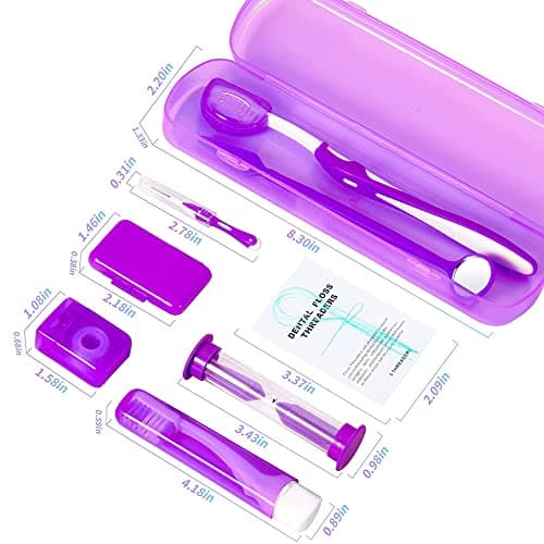 ZKSMNB Orthodontic Care Kit, Braces Kit, Portable Orthodontic Cleaning Kit, V-Brush Oral Mirror Interdental Brush Dental Floss Dental Wax Oral Care Travel 8-Piece Set (Purple) — view 6