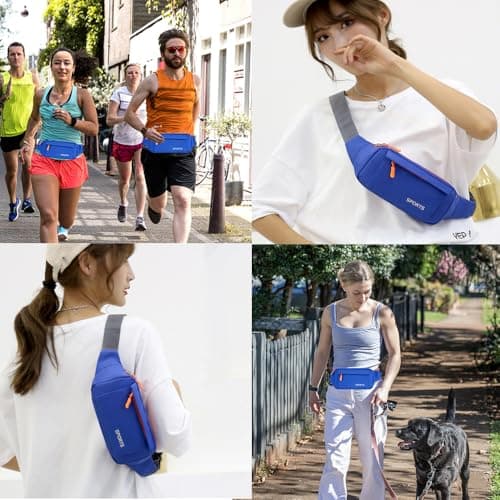 Bumbag Waist Fanny Pack Running Belt for Men Ladies，Against Theft Money Belt for Outdoors Workout Hiking Traveling Gifts for Men Women(Blue) — view 4