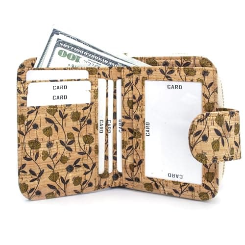 Boshiho Vegan Cork Wallet: Women's Purse Zipper Pocket Wallet with Card Holder Coin Purse Vegan Gift for Vegetarians Women Ladies Girls — view 2