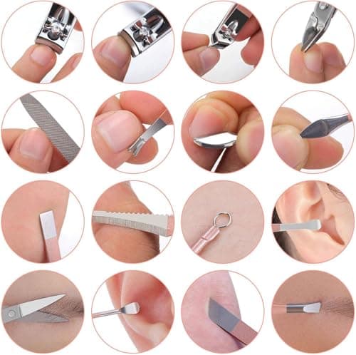 Manicure Set Glamour Gaze Manicure Pedicure Kit Nail Clippers 16 in 1 Professional Stainless Steel Cuticle trimmer Grooming Kit for Men Women with Storage Travel Case — view 6