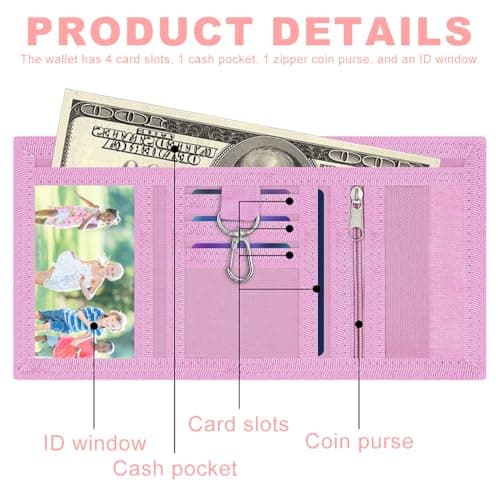 Larfraecy Kids Wallet with Lanyard for Girls Boys Wallets for Teenagers Trifold Coin Purse,ID Window,Key Chain Holder,Adjustable Neck Strap–Cartoon Velcro wallet for Christmas Birthday Gifts (Unicorn) — view 3