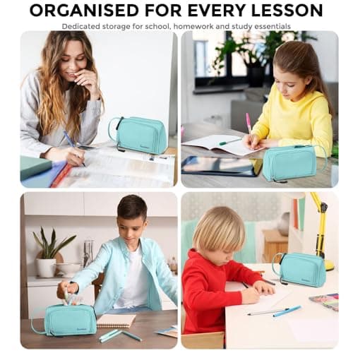 SharkByte Large Pencil Case Organiser, Big Capacity Aesthetic Stationery Storage Pouch with Compartments, Trendy Desk Setup Pen Holder for Students, Study, Makeup, Travel Essentials & Accessories Bag — view 6