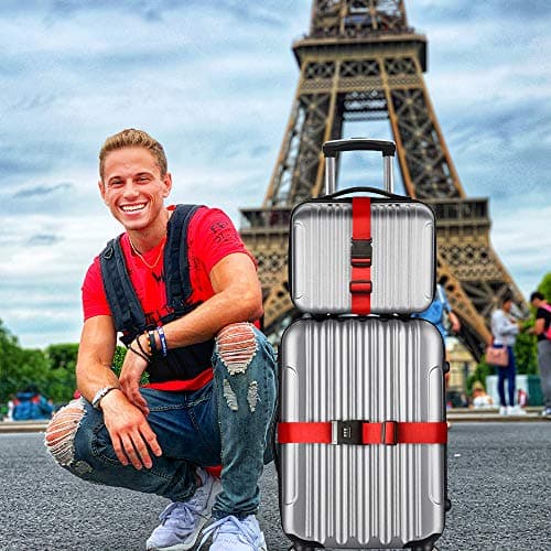 SnailGarden 4 Pack Adjustable Luggage Straps,Heavy Duty Luggage Straps for Suitcases with Password Lock /Name Tag Slot+ 2 Storage Bag for Identifying and Saving Luggage ,2 Color Travel Packing Belt — view 6
