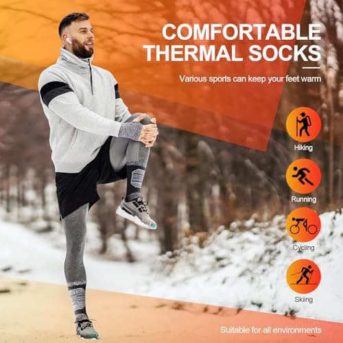 Niofind Mens Thermal Socks Thick Warm Winter Socks, 5 Pairs Black 6-8 — view 2
