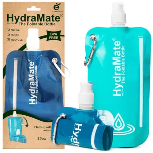 HydraMate Collapsible Water Bottle - Foldable Water Bottle - 750ml (2 Pack)