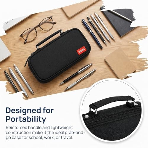Pencil Case for Boys, Large Capacity Pen Pouch with Compartments (black) — view 6