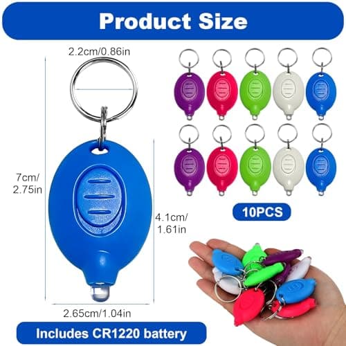 Fofuo 10 Pack Mini Keyring Torches LED Flashlight Keychain, 5 Color — view 2
